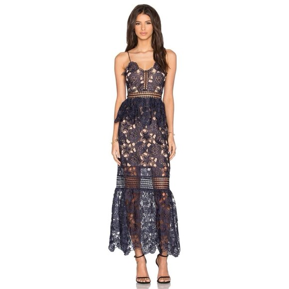 Self-Portrait Amaryllis Sheer Column Dress - Picture 1 of 12
